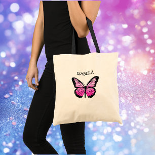 Personalisiert Pink Butterfly   Tragetasche