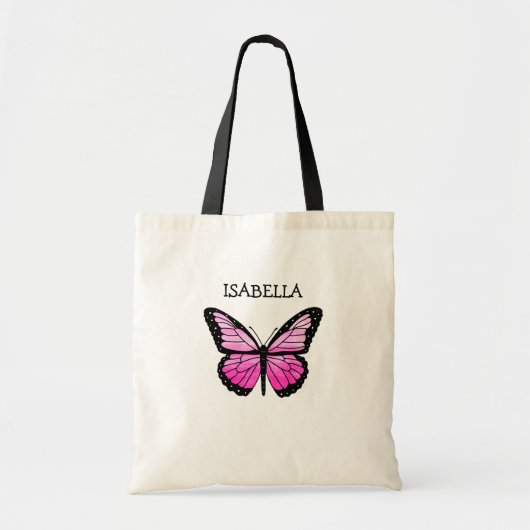 Personalisiert Pink Butterfly Tragetasche (Vorne)