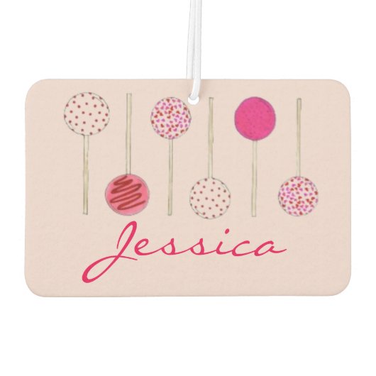 Personalisiert Pink Cake Pops Backen Nachtisch Fei Autolufterfrischer (Rückseite)