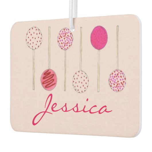 Personalisiert Pink Cake Pops Backen Nachtisch Fei Autolufterfrischer (Links)