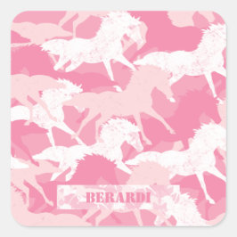 Personalisiert Pink Camouflage Horse Camouflage Quadratischer Aufkleber