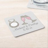 Personalisiert Pink Champagne Diamond Wedding Ring Rechteckiger Pappuntersetzer (angewinkelt)