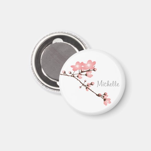 Personalisiert Pink Cherry Blossom 2 " Square Magn Magnet (Vorderseite/Rückseite)