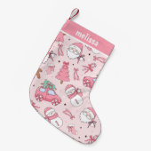 Personalisiert Pink Christmas Kleiner Weihnachtsstrumpf (Vorderansicht (hängend))