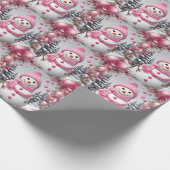 Personalisiert Pink Christmas Snowman Geschenkpapier (Ecke)