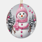 Personalisiert Pink Christmas Snowman Keramik Ornament (Links)