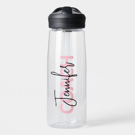 Personalisiert-Pink-Coach-Typografie Trinkflasche (Vorne)