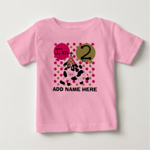 Personalisiert Pink Cow 2. Geburtstagshirt Baby T-shirt