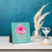 Personalisiert Pink Cupcake WIth Polka Dot Cherry Fotoplatte (InSitu)