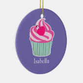 Personalisiert Pink Cupcake WIth Polka Dot Cherry Keramik Ornament (Rechts)