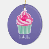Personalisiert Pink Cupcake WIth Polka Dot Cherry Keramik Ornament (Links)