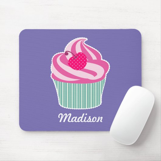Personalisiert Pink Cupcake WIth Polka Dot Cherry Mousepad (Mit Mouse)