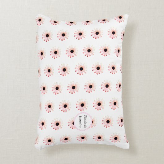 Personalisiert Pink Daisy Pattern Dekokissen (Vorderseite(Vertikal))