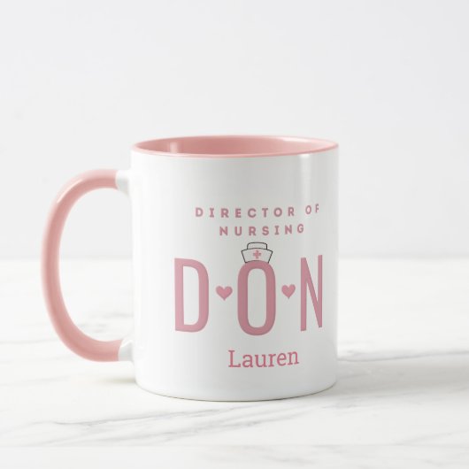 Personalisiert Pink DON Director of Nursing Tasse (Links)