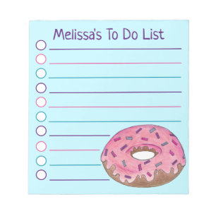 Personalisiert Pink Donut Doughnut Sprinkles Feins Notizblock