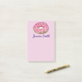 Personalisiert Pink Donut Doughnut Sprinkles Feins Post-it Klebezettel (Auf Schreibtisch)