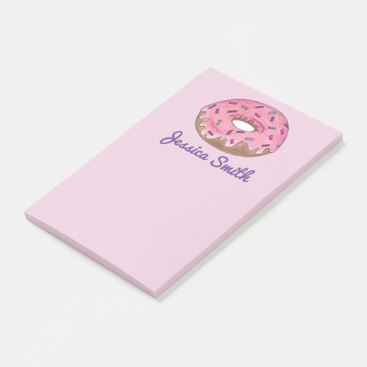 Personalisiert Pink Donut Doughnut Sprinkles Feins Post-it Klebezettel (angewinkelt)