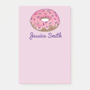 Personalisiert Pink Donut Doughnut Sprinkles Feins Post-it Klebezettel