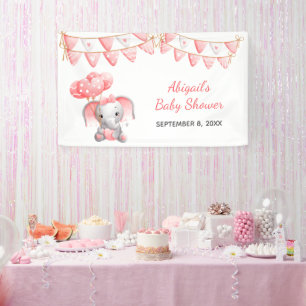 Personalisiert Pink Elephant Balloons Babydusche Banner
