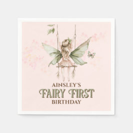 Personalisiert Pink Fairy Erster Geburtstag Party Serviette