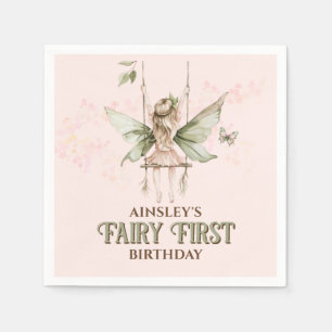 Personalisiert Pink Fairy Erster Geburtstag Party Serviette