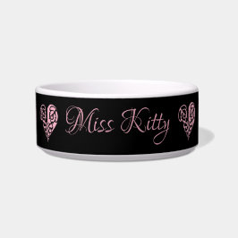 Personalisiert Pink Filigree Herz Keramik Pet Bowl Napf