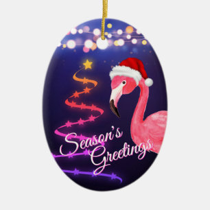 Personalisiert Pink Flamingo Beach Weihnachten Keramik Ornament
