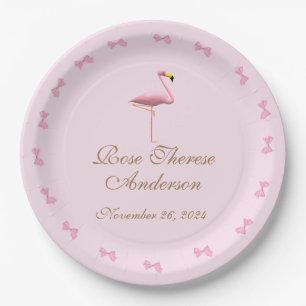 Personalisiert Pink Flamingo Themed Pappteller