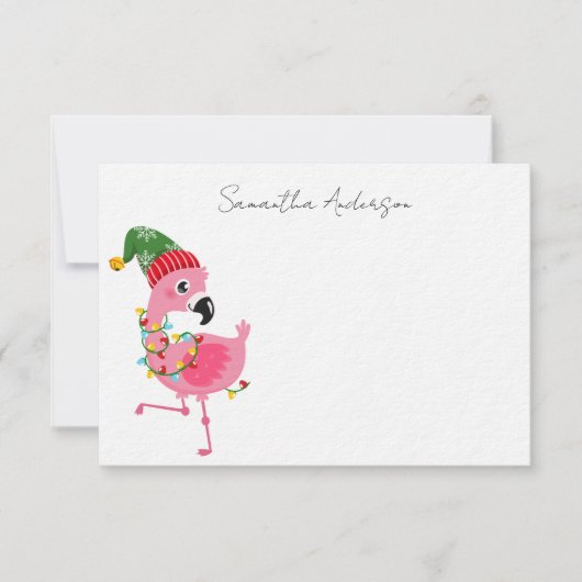 Personalisiert Pink Flamingo Tropical Christmas Mitteilungskarte (Vorderseite)