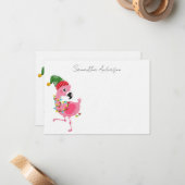 Personalisiert Pink Flamingo Tropical Christmas Mitteilungskarte (Vorderseite/Rückseite Beispiel)