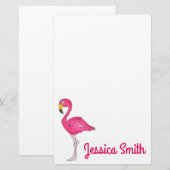 Personalisiert-Pink-Flamingo-Vogelgeschosse Briefpapier (Vorne/Hinten)