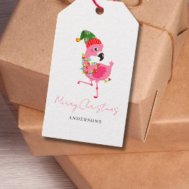 Personalisiert Pink Flamingo Weihnachten Geschenkanhänger