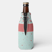 Personalisiert Pink Flamingos Polka Dots Flaschenkühler (Flasche Rückseite)