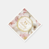 Personalisiert Pink Floral Geburtstag Napkins Gold Serviette (Ecke)