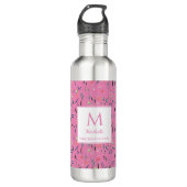 Personalisiert PINK Floral Monogramm Edelstahlflasche (Vorderseite)