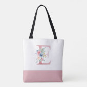 Personalisiert Pink Floral Monogramm Letter E Tasche (Rückseite)