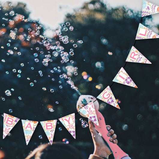 Personalisiert Pink Floral Patten Baby Girl Wimpelkette