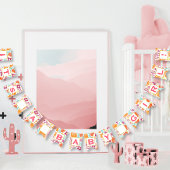 Personalisiert Pink Floral Patten Baby Girl Wimpelkette