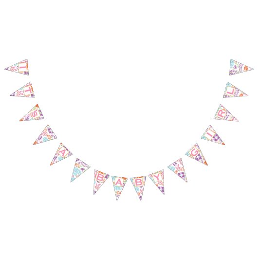 Personalisiert Pink Floral Patten Baby Girl Wimpelkette (Alle)