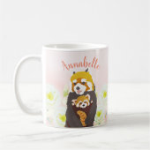Personalisiert Pink Floral Red Panda Mama Baby Tas Kaffeetasse (Links)