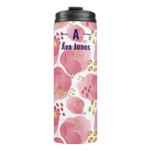 Personalisiert Pink Floral Travel Mug - Individuel Thermosbecher