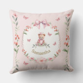 Personalisiert Pink Floral und Teddy Bären Hugs Kissen (Rückseite)