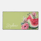Personalisiert Pink Floral Watermelon Schreibtischunterlage (Vorderseite)