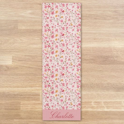 Personalisiert Pink Floral Yoga Mat Yogamatte