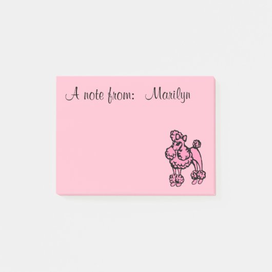 Personalisiert Pink Französisch Poodle Post It Not Post-it Klebezettel (Vorderseite)