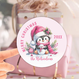 Personalisiert Pink Frohe Weihnachten Niedlich Pin Runder Aufkleber