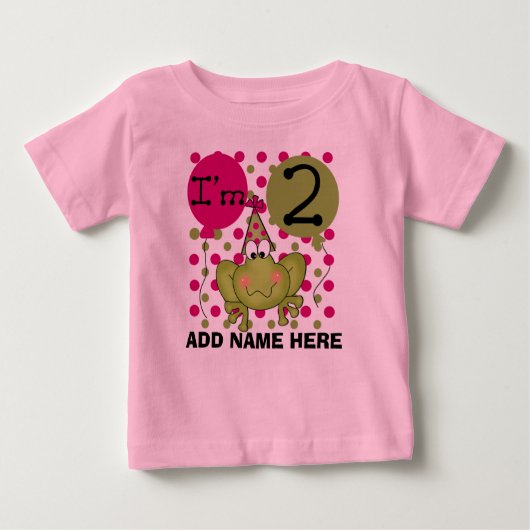 Personalisiert Pink Frosch 2. Geburtstag T - Shirt (Vorderseite)