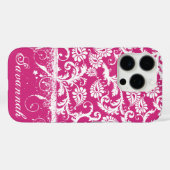 Personalisiert Pink Funky Damask Case-Mate iPhone Hülle (Rückseite (Horizontal))