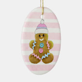 Personalisiert Pink Gingerbrot Mann Weihnachten Keramik Ornament (Rechts)