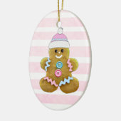 Personalisiert Pink Gingerbrot Mann Weihnachten Keramik Ornament (Links)